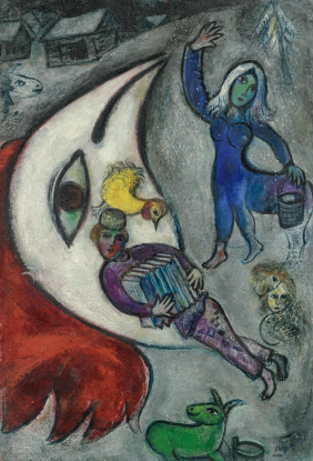 Marc Chagall, L'Accordéoniste dans le bec ou Ciel d'hiver, Circa 1942-1949 